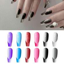 Y2k款法式雙色凝膠指甲油套裝（2入組10ml白色凝膠指甲油+美甲磨光工具）,易於打造微笑線和快速創造尖銳指彩,適用於新手和專業人士,精美禮盒包裝 - 藍色 - 查看 3