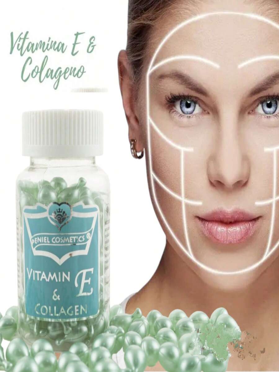 Facial Treatment Capsules Firmness Elasticity Vitamin E With Collagen 90 Capsules - Cadet Blue - View 1