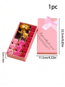 1入組情人節玫瑰形香皂花禮盒,節慶促銷禮品 - 粉色 - 查看 5