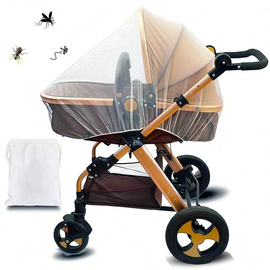 FELIN Baby Stroller Mosquito Net, Stroller Insect Nets With Storage Bag, Breathable Portable Baby Stroller Mosquito Net, Stroller Mosquito Net Set - White - View 1