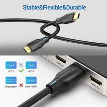 Cáp HDMI VENTION 8K, Dây HDMI 2.1 tốc độ cực cao 48Gbps cho 4K@120Hz 8K@60Hz EARC HDR 10 HDCP 2.2&2.3 Tương thích với Roku TV PS5/4 Blu-Ray - màu đen - Xem 6