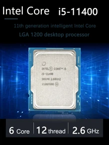Intel Core I5-11400 I5 11400 2.6GHz 6-Core 12-Thread CPU Processor L3=12M 65W LGA 1200 No Fan Desktop Processor Cpu Computer Component Pc Gaming - White - View 1