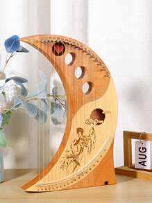 1pc 19-string Lyre Harp Moon Shaped For Beginners, Small Size Lyre Harp Instrument - Moon Lyre - View 1