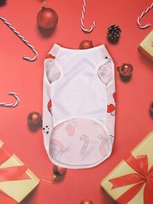 新款聖誕節狗狗卡通網眼背心,舒適柔軟,適用於四季,1件