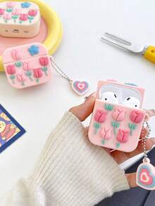 1 件創意 3d 鬱金香設計耳機盒,相容於 Apple Airpods 保護套 - 彩色 - 查看 2