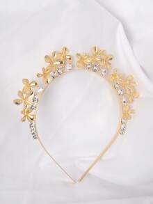 1個女性合金花形頭飾,鑲有鑽石裝飾,非常適合婚禮和派對