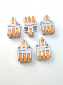 5 pcs Lever Wire Connector, DIY Mini Splicing Compact Wire Connectors,1 in 3 out Quick Terminal Block, Splicing Connectors for Circuit 0.08-4mm2 AWG 28-12 (Orange Gray ) - Orange - View 3