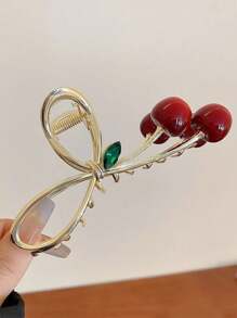 1 chiếc kẹp tóc hình quả anh đào lớn dành cho nữ, kẹp tóc búi, kẹp tóc cao cấp, phụ kiện tóc dễ thương cho ngày Valentine, kẹp tóc hàm, kẹp tóc cài, kẹp móng vuốt, phụ kiện tóc mùa thu đông cho nữ, thích hợp cho trang phục đi nghỉ mát, quà tặng Valentine cho nữ - Vàng - Xem 6