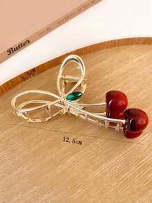 1 chiếc kẹp tóc hình quả anh đào lớn dành cho nữ, kẹp tóc búi, kẹp tóc cao cấp, phụ kiện tóc dễ thương cho ngày Valentine, kẹp tóc hàm, kẹp tóc cài, kẹp móng vuốt, phụ kiện tóc mùa thu đông cho nữ, thích hợp cho trang phục đi nghỉ mát, quà tặng Valentine cho nữ - Vàng - Xem 4