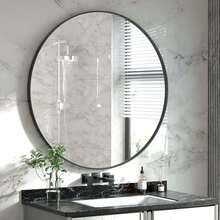 18/30/36/ Inch Bathroom Mirror Make Up Mirror For Wall, Stainless Steel Frame Circle Mirror Wall Mounted Decorative Mirror For Bedroom Living Room Entryway Black/Silver - màu đen - Xem 1