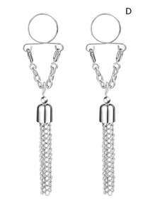 CIZME 2件套 假乳环 不锈钢无穿孔乳环 夹式乳环 仿身体穿刺饰品 男女通用 - 彩色 - 查看 13