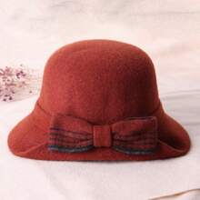 Chapéu de Balde de Malha Coreano Feminino com Calor e Chapéu de Presente de Malha Lady Versátil, Chapéu de Feltro de Maré Elegante de Outono e Inverno