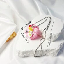 1pc Unique And Exaggerated Design Necklace, Best Friends/Couples Gift, Daily Outfit Accessory - Yellow - View 17
