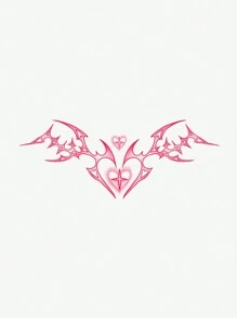 1pc Pink Fairy Tale Themed Party Temporary Tattoo Sticker, Festival/Y2k Themed Makeup & Party Decoration - Pink - View 3