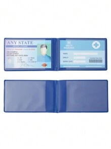 Glamlily 3 Pack Medicare Card Holder With 2 Clear Sleeves For Health Insurance ID, Social Security Card Protector (3.8 X 2.5 In) - Blue - View 5