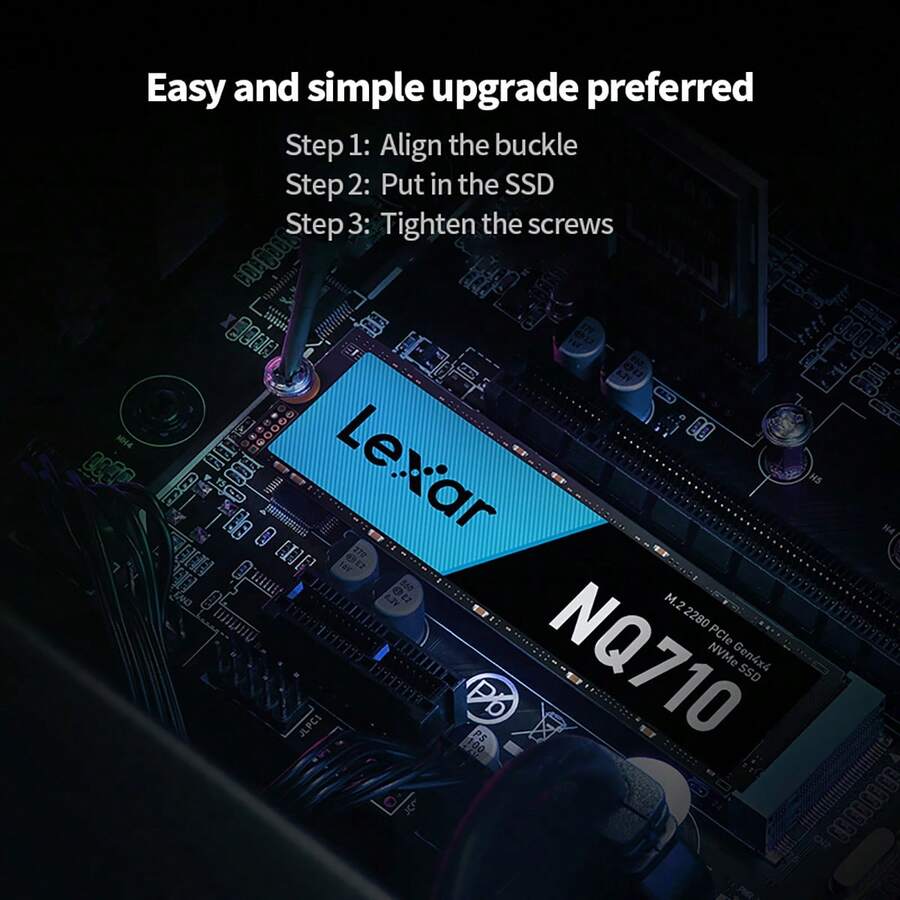 Lexar NQ710 Pcie4x4 Nvme State Drive M.2 500GB/1TB/2TB High-Speed Solid-State Drive Suitable For Desktop Computers - Black - View 1