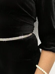 1件装女士三排水钻装饰奢华水晶腰链，派对礼服配饰，万圣节秋季，万圣节 - 銀色 - 查看 1