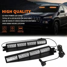 EINERCAR 32 Led Kính che mặt Nhấp nháy Ánh sáng Quán bar Nội địa Khẩn cấp Cảnh báo Đèn nhấp nháy Mở rộng Dấu ngoặc Tách núi Đối với Giao thông công cụ - Màu vàng - Xem 3