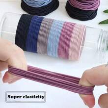 200入組5cm尼龍彈性髮帶,適用於女孩細髮綁成馬尾辮等髮型,是頭飾配件之一