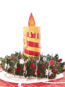 1 st julljus pop-up kort, juljulstjärna ljus gratulationskort, jul heminredning, present till henne, tackkort, handgjort kort, julklappar - Multifärgad - Visa 6