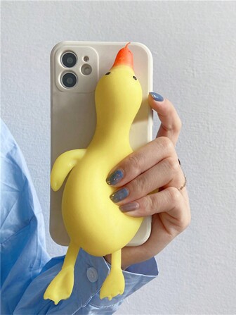 有趣的挤压减压鸭形手机壳，适用于 16、15、14、13、12、11、XS、XR、X、7、8 Plus、Pro Max、A 和 S 系列防水防震防摔防刮