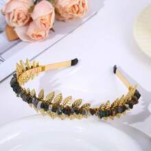 1pc Natural Crystal Golden/silver Leaf Design Headband For Diy, Wholesale Popular European And American Style Hair Accessories - Multicolor - View 24