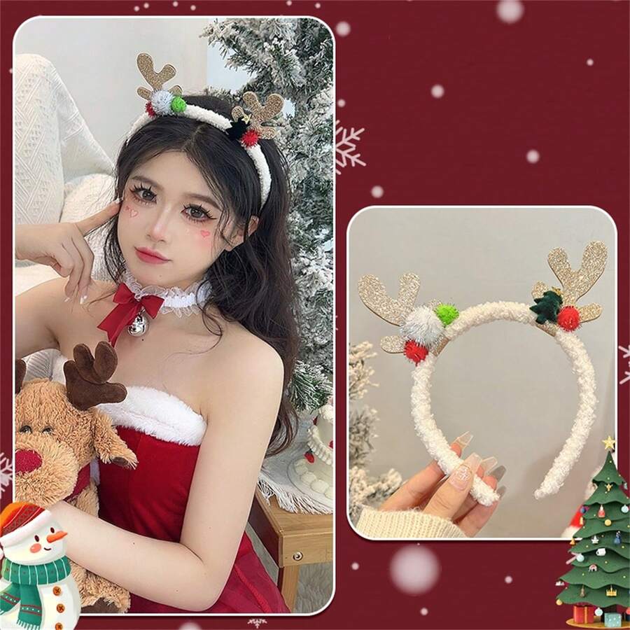 Mới Giáng sinh Theo chủ đề Mũ đội đầu cho thú cưng Dành cho Cô gái - 3D Cây thông noel Vòng tóc , Antlers Chuông Tuần lộc Chiếc kẹp tóc , Người tuyết Con hươu Phụ kiện tóc Bộ - Dễ thương Dây buộc tóc Và Kẹp tóc , Vui Món quà Đối với phụ nữ - Băng đô bóng tóc nhung bằng bột vàng - Xem 1