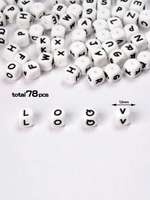 12mm Silicone Alphabet Beads, Diy Necklace Bracelet Craft Kit, Cubic Alphabet Square Beads A-z