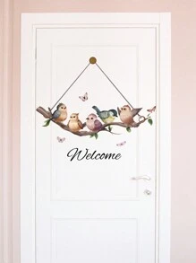 1pc Branch & Bird Design Door Wall Sticker For Bedroom Room Decoration - Multicolor - View 1