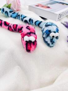 1pc Plush Rat Toy With Long Tail For Cats, Leopard Print With Bell & Sound Maker, Interactive Cat Toy, Pet Supplies (for Pets Only) - Hot Pink - View 8