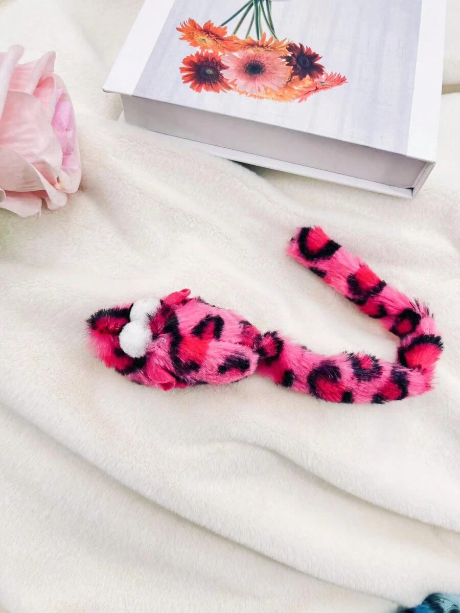 1pc Plush Rat Toy With Long Tail For Cats, Leopard Print With Bell & Sound Maker, Interactive Cat Toy, Pet Supplies (for Pets Only) - Hot Pink - View 1