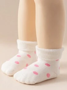 5 Pairs Baby Girls' Pink High Quality Warm Cuff Socks - Multicolor - View 3