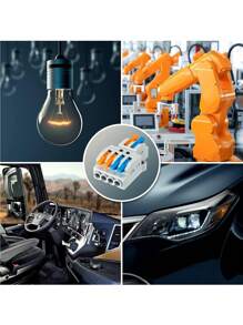 5pcs Lever Wire Connector, DIY Mini Splicing Compact Wire Connectors,2in 4 out Quick Terminal Block, Splicing Connectors for Circuit 0.08-4mm2 AWG 28-12 (Orange Blue Gray) - Multicolor - View 5