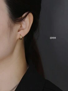 BALMORA 1 對 S925 純銀女用耳環,耳圈,軟骨耳環,金色,時尚女孩禮物婚禮訂婚新娘首飾 - 金色 - 查看 5