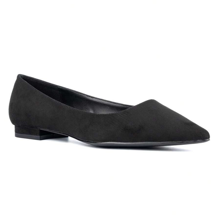 Fashion To Figure Women's Bailey Pointed Flat - Wide Width - 深色水洗藍 - 查看 1