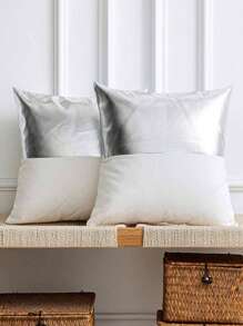 皮革抱枕套,銀色 1 件套現代皮革/帆布裝飾枕套,適合家居裝飾臥室客廳沙發床沙發, - 銀色 - 查看 1