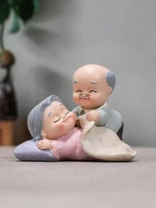1入組永遠在一起老夫婦人像,創意家居和婚禮裝飾,祖父母烘焙雕塑