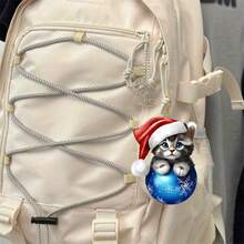 1入組聖誕裝飾掛件,2d平面亞克力聖誕球和貓設計裝飾掛件,用於聖誕樹裝飾場景裝飾,車內裝飾,鑰匙扣背包,家居裝飾,窗戶裝飾掛件,假日派對裝飾 - 彩色 - 查看 6