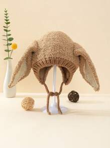 1 Miếng Không giới tính Trẻ em Màu Khaki Màu sắc Thú vật Tai Trang trí Sang trọng Mũ Đối với Mùa thu Và Mùa Đông Hằng ngày Mặc - Màu Khaki - Xem 1