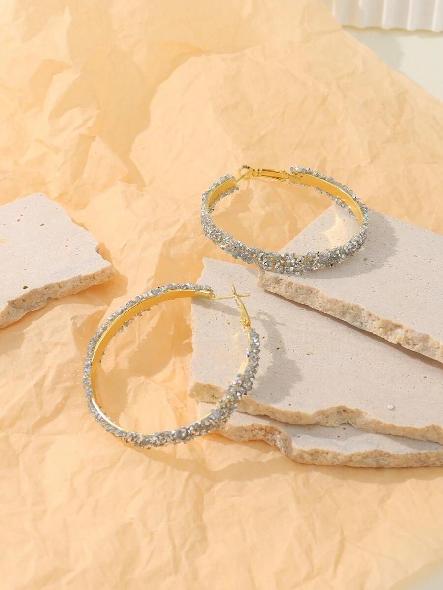 1對女性用的透明寶石c設計耳環 - 彩色 - 查看 1