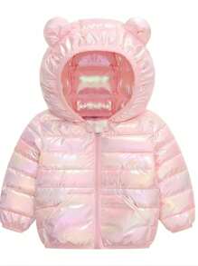 Chamarra de Invierno Bonita para Bebé Niña con Orejas de Oso - Rosa - Ver 1