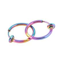 1 Par De Anillos Falsos De Acero Inoxidable Para La Nariz - Pendientes Falsos Sin Perforación Con Resorte Estilo Punk Con Clip De Resorte Circular De Acero Inoxidable Para La Oreja, Aretes Sin Perforación Con Clip En La Oreja - un par - Ver 4