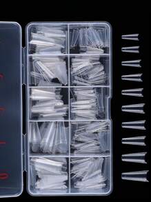 500入組半覆蓋式假指甲按壓式指甲尖長形透明人造亞克力指甲增長10種尺寸，適用於DIY美甲沙龍美甲工具美甲用品 - 無色 - 查看 5