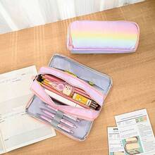 彩虹漸層鉛筆盒3個收納筆袋大容量筆袋盒,適用於女孩化妝包,成年人旅行商務辦公室用,學校用 - 彩色 - 查看 2