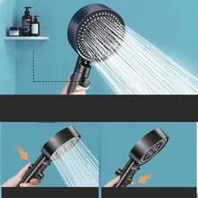 1件黑色5速噴霧噴頭帶增壓霧面手持蓮花頭組單頭多功能 - 黑色 - 查看 3