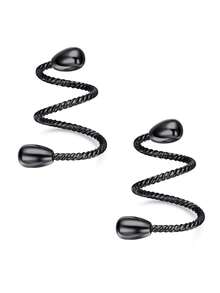 CIZME 2pcs/Set Fake Nipple Rings,Stainless Steel Nipple Rings,Fake Nipple Piercings Faux Nipple Rings For Women Faux Piercing Jewelry - Multicolor-2 - View 6