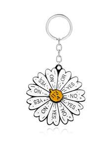 1入組彩色旋轉鑰匙扣「吃什麼」鑰匙扣袋子汽車鑰匙鏈掛件,現在我想去,專為有困難選擇的人提供幫助,適用於禮品、生日禮物、朋友鑰匙扣、掛飾,搭配琺瑯別針 - 白色 - 查看 3