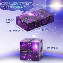 Infinity Cube Fidget 玩具、galaxy Space Fidget Cube 玩具、緩解壓力的 Fidget 積木、消磨時間 Fidget Cube - 紫色 - 查看 3