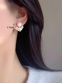 1 đôi Của phụ nữ Khối Zirconia  Dát Bông tai stud - Vàng - Xem 4