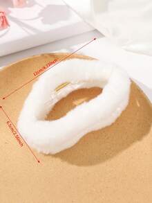 1入實色毛絨秋冬髮夾 - 白色 - 查看 5